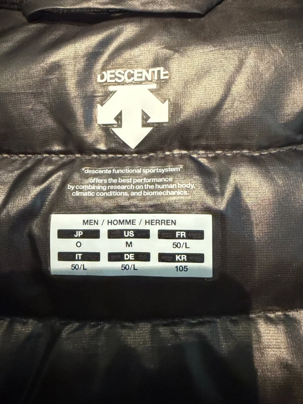 Descente Black Puffer Jacket with Yellow Zip Accents - Picture 2 of 12